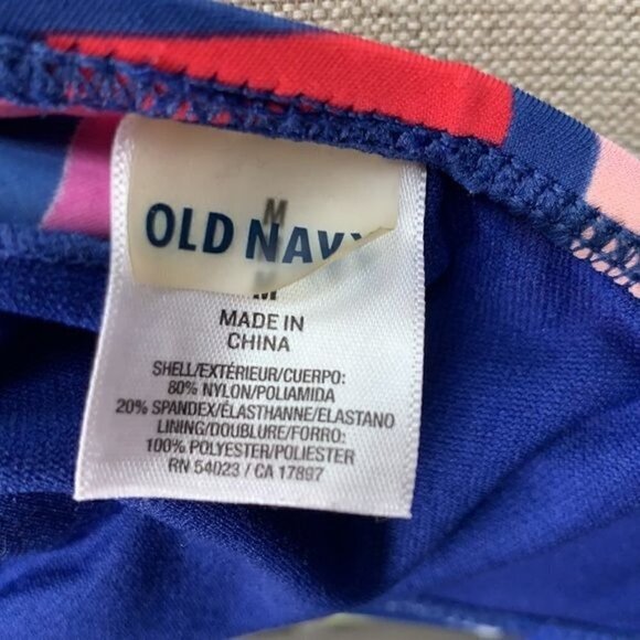 Old Navy Triangle String Bikini Top Blue Yellow Pink Zig Zag Aztec Sz Medium - Picture 6 of 7